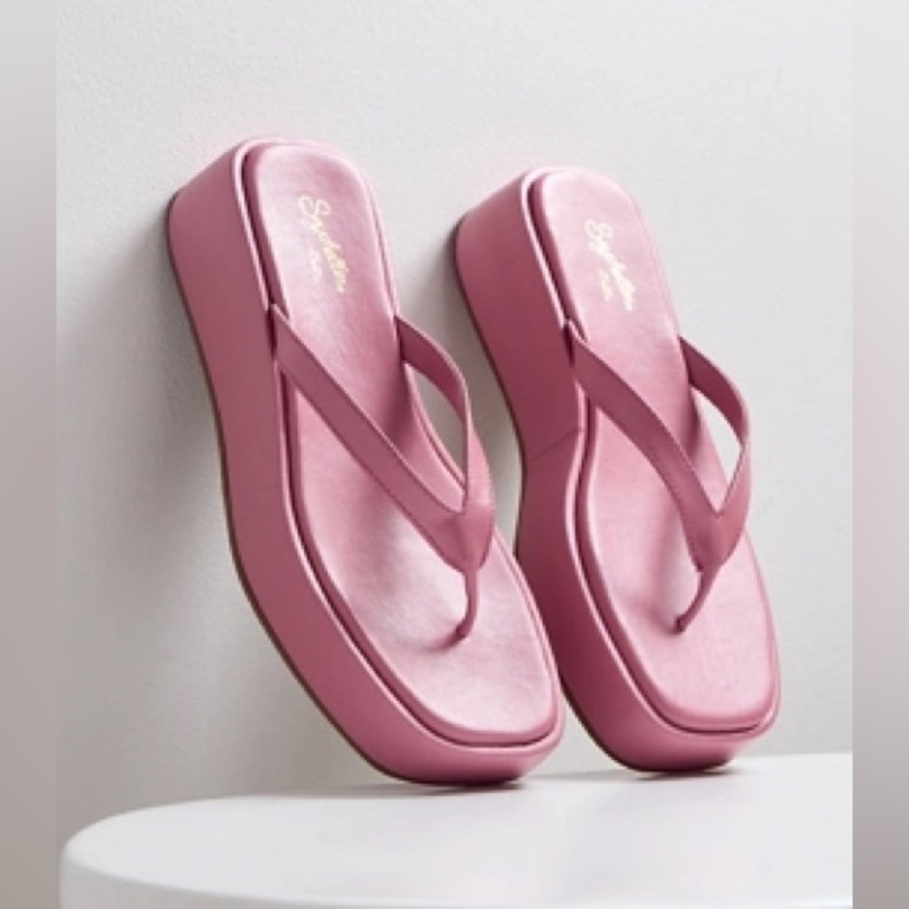 Seychelles Sunflower Pink Platform Summer Thong Sandals 6